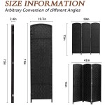 SIMFLAG Folding Screen Room Divider 3 Panel 6Ft 19.7" Wide Partition Room Dividers Freestanding,Indoor Portable Partition Screen Diamond Double-Weaved,No Installation RequiredBlack