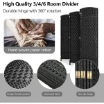 Spurgehom 6 Panel Room Divider Folding Wall Divider 6Ft Privacy Screen Indoor Portable Woven Partitions and Dividers Freestanding Diamond Double-Weaved for Home No Installation Required Black