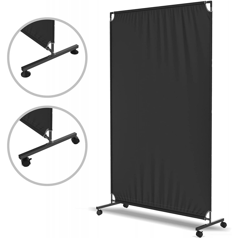 STEEL-AID Room Divider | Freestanding Office Wall Partition with Blackout Screen Durable Iron Frame & Rolling Wheels for Privacy in Bedroom School College Studio Apartment & Church | Grey 50”x71”