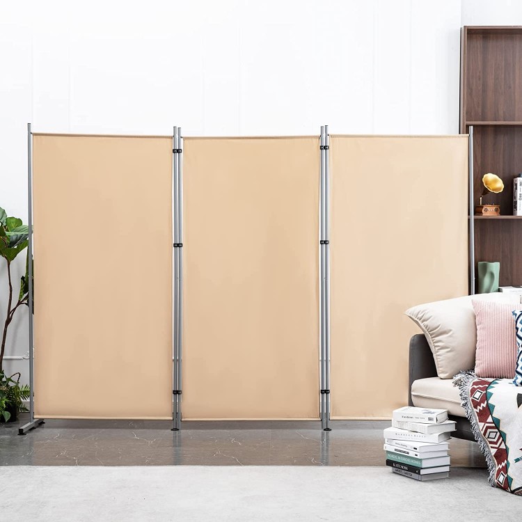 TE DEUM 3 Panel Room Divider 6 Ft Tall Folding Privacy Screen Room Dividers Freestanding Room Partition Wall Dividers  102" W X 23" D x 71" H,Beige