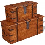 2 Piece Wooden Treasure Trunks ​Storage Chest Old-Fashioned Antique Vintage Style Storage Box Trunk Cabinet for Bedroom Closet Home Organizer Collection Furniture Decor 32.7" x 13.0" x 14.6"