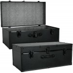 ADHW Black Trunk Storage Chest Travel Luggage College Dorm Organizer Box
