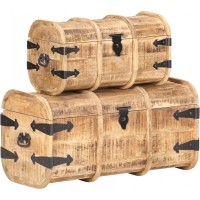 Aisifx Storage Chests 2 Pieces Solid Mango Wood