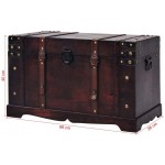 Antique Treasure Chest Box Storage Trunk Vintage Pirate Decorative Chest with lock & Side Handles for Living Room Bedroom 26" Wooden