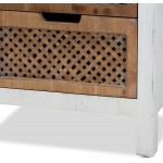 Baxton Studio Vincent Rustic Farmhouse and Shabby Chic White and Oak Brown Finished 3-Drawer Wood Storage Chest