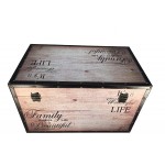 Beautiful Family Large Wood Storage Trunk Wooden Treasure Chest