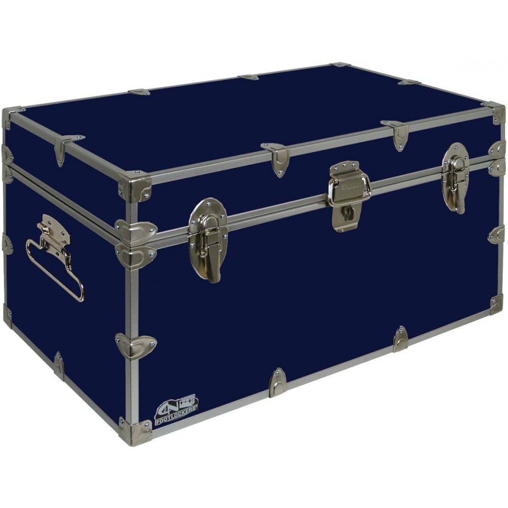 C&N Footlockers UnderGrad Storage Trunk College Dorm Chest Durable with Lid Stay 32 x 18 x 16.5 Inches Navy