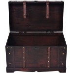 Canditree Storage Trunk Wood Antique Large Treasure Chest Storage Furniture for Bedroom Living Room Brown 26"x15"x15.7"