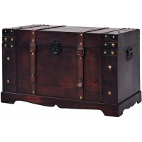 Canditree Storage Trunk Wood Antique Large Treasure Chest Storage Furniture for Bedroom Living Room Brown 26"x15"x15.7"