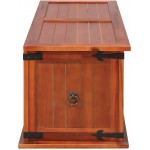 H.BETTER Storage Chest Solid Acacia Wood Storage Trunk with 2 Side Handles Lockable Storage Box 35.4"x 17.7"x 15.7" Treasure Chest Brown