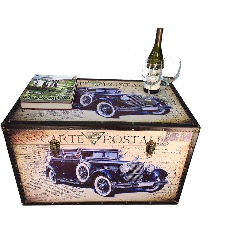 Hot Rod Large Wood Storage Trunk Wooden Treasure Chest