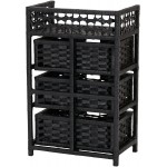 Household Essentials Hand-Woven Paper Rope 3-Drawer Chest Black Stain