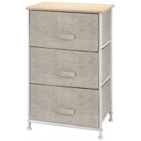 Jatet 3 Tier Metal Storage Cabinet Bedside Table Organizer Stand Fabric Chest Bedroom Storage-chests Storage Chests Storage shelves Bedroom furniture Chests of drawers box Storage