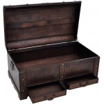 JeeKan Antique Large Vintage Storage Chest Wood Storage Trunk Storage Box Trunk Treasure Chest Brown