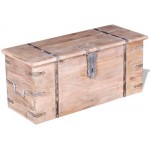 Nicoone Storage Chest Wood Trunks Set of 2 Wooden Crate Storage Boxes with lids Box with Latch Brown Steamer Solid Rustic Vintage Style Acacia Wood