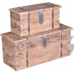 OUSEE 2 Piece Storage Chest Set Acacia Wood