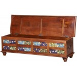 Pandora Hand Painted Colorful Reclaimed Wood Long Storage Trunk 55.1 Inches Storage Box Sandook for Home Somerset Chest Trunk for Living Room Home Decor Furniture By A.S INDUSTRIES.