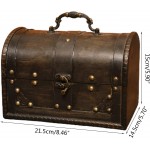 PertparkG Storage,Wooden Pirate Jewelry Storage Box Vintage Treasure Chest for Wooden Organizer