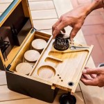 Premium Bamboo Storage Chest Rolling Tray Jar Kit with Lid Lock Removable Pallet Suitcase Wooden Stash Box Bundle