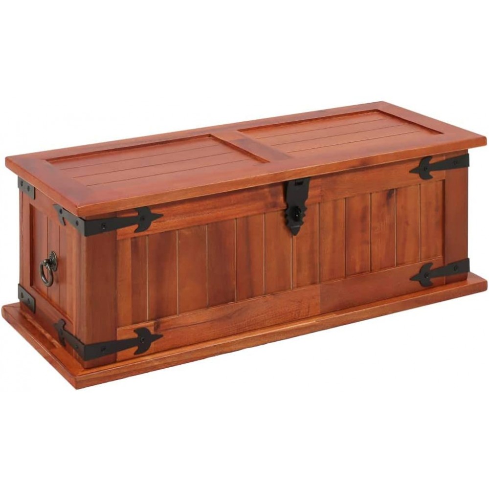 Storage Chest,With Side Handles,With Ample Storage Space,Decorative Wooden Trunk Suitcases,Wood Accent Furniture,Wooden Storage Chest & Vintage Trunks,23.6"x9.8"x8.7" Solid Acacia Wood