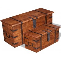 Unfade Memory Wooden Trunk Storage Chest Treasure Box Vintage Storage Organizer Large and Small Boxes