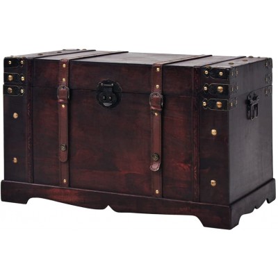 Vintage Treasure Chest Wood 26"x15"x15.7" | Vintage Antique Decorative Storage Trunks | Wood Treasure Chest Box Decorative Storage Chest Box | Antique Style Wood Storage Box