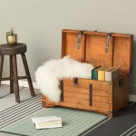 Vintiquewise Rustic Large Wooden Storage Trunk with Lockable Latch Brown
