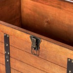 Vintiquewise Rustic Large Wooden Storage Trunk with Lockable Latch Brown