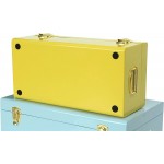 Vixdonos Metal Trunks College Dorm Steel Chests Decorative Storage Box Set of 2 Toy Organizer for Home Decor,23.7X14.2X9.5 InchesYellow and Blue