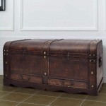 Wood Storage Trunk Vintage Retro Wooden Treasure Chest with Drawers Jewelry Box Clothes Storage Organizer Decorative Footlocker for Bedroom Or Living Room