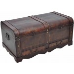 Wooden Treasure Box Storage Trunk Vintage Treasure Chest with 2 Pull Out Drawers for Home Livingroom Bedroom Cafe Bar Hotel