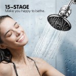 15 Stage Shower Filter Shower Head Filter Hard Water Filter,Remove Chlorine Heavy Metals and Other Sediments Vitamin C Water Softener Reduces Dry Itchy Skin,Dandruff BWDM Silver