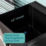 19 Gallon Utility Sink Laundry Tub by JS Jackson Supplies with Adjustable Metal Legs Ideal for Laundry room Basement or Garage Workshop. Heavy Duty Shop Sink. No Faucet Included Black