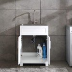 24" White Laundry Utility Cabinet w  Stainless Steel Sink and Faucet Combo
