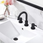 3-Hole Low-Arch 2-Handle Widespread Bathroom Faucets with Valve and Metal Pop-Up Drain Assembly,Matte Black by Phiestina WF15-1-MB