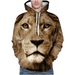3D Hoodies for Men Graphic Unisex Lion Tiger Realistic Printing Hooded Sweater Pullover Blouse Novelty Tops Casual T-Shirt
