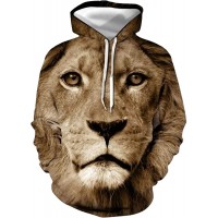 3D Hoodies for Men Graphic Unisex Lion Tiger Realistic Printing Hooded Sweater Pullover Blouse Novelty Tops Casual T-Shirt