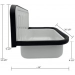 Alape Bucket Sink and Drain Bundle Small Service Utility Sink with Overflow Assembly Bottle Trap Drain Glazed White Steel Finish Black Trim