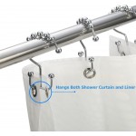 Amazer Shower Curtain Hooks Rings Stainless Steel Shower Curtain Rings 12 Pcs Double Glide Shower Rings for Bathroom Shower Curtain Rods Dual Rust-Resistant Shower Hooks Polished Chrome