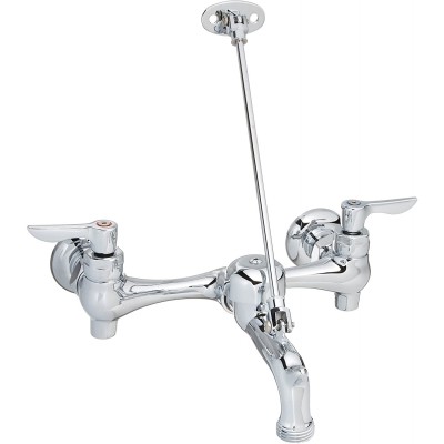 American Standard 8344.012.002 Exposed Yoke Wall-Mount Utility Faucet with Top Brace and Metal Lever Handles Polished Chrome