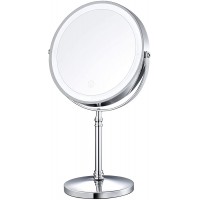 AMZTOLIFE 8" Lighted Makeup Mirror 10X Makeup Mirror with Lights Double Sided Dimmable Magnifying Mirror with Light Rechargeable and Brightness Adjustable Cordless Vanity Mirror with Lights