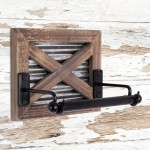Autumn Alley Rustic Farmhouse Toilet Paper Holder Rustic Country Bathroom Decor Industrial Decorative Accessories Warm Brown Wood Galvanized Metal & Black Metal Adds Rustic Charm