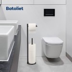 Black Toilet Paper Holder Stand Bathroom Toilet Paper Roll Holder Stand with Reserve Standing Toilet Paper Holder with Storage