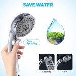 DOILIESE High Pressure 6 Setting Shower Head Hand-Held with ON OFF Switch and Spa Spray Mode Hand Held Shower Head with Handheld Spray Shower Head with Hose Chrome