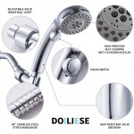 DOILIESE High Pressure 6 Setting Shower Head Hand-Held with ON OFF Switch and Spa Spray Mode Hand Held Shower Head with Handheld Spray Shower Head with Hose Chrome