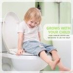 Elongated Toilet Seat with Built in Potty Training Seat Magnetic Kids Seat and Cover Slow Close Fits both Adult and Child Plastic White