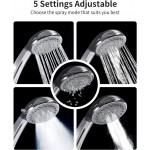 Ezelia High Pressure Shower Head with Pause Mode and Massage Spa 5 Settings Handheld Showerhead Sprayer with 59" Stainless Steel Hose Easy to Install California Compliant 1.8 GPM