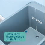 Grey Space Saver Utility Sink by JS Jackson Supplies Freestanding Tehila Space Saving Laundry Tub Stainless Steel Gooseneck Faucet with Side Sprayer