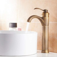 GUOCAO Tap Tall Classic Antique Brass Bathroom Basin Faucet Sink Mixer Tap Deck Mounted Faucet Single Handle Lavatory Faucet Shower Tap 330 * 130Mm Brass Faucet