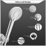 Handheld Shower Head with Filter FEELSO High Pressure 3 Spray Mode Showerhead with 60" Hose Bracket and 15 Stage Water Softener Filters for Hard Water Remove Chlorine and Harmful Substance